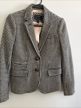J. Crew Black and White Houndstooth Blazer
